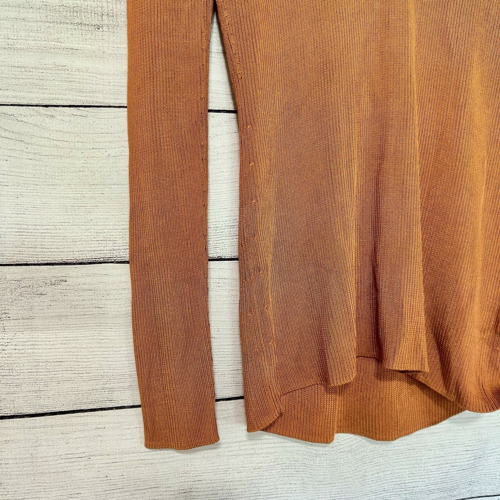 St. John NWT Ribbed Knit V-Neck Sweater Blouse Orange Sz Large Party Modern $495 - Picture 4 of 9